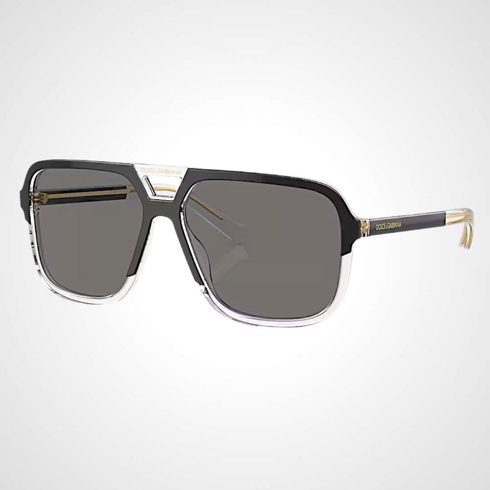 New Dolce&Gabbana Sunglasses Polarized Aviator Navigator Black & Transparent Men - Picture 1 of 6